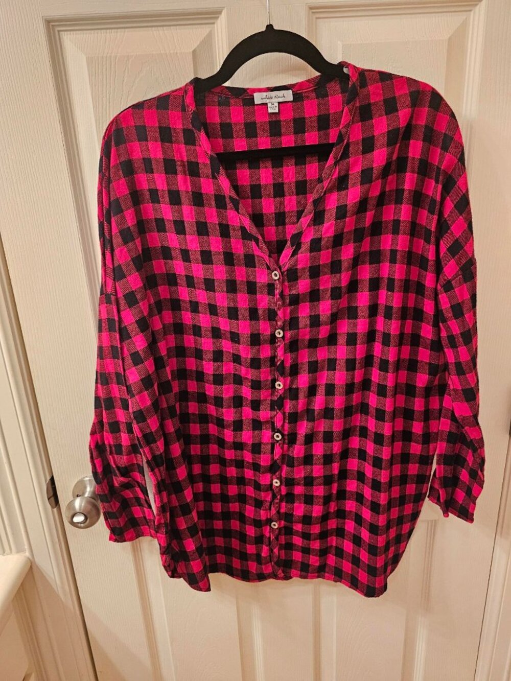 NWOT White Birch Medium Red and Black Plaid Blouse